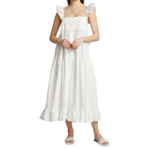 En Saison Pathways Tiered Midi Dress Off White Women Size Large Boho Cottagecore